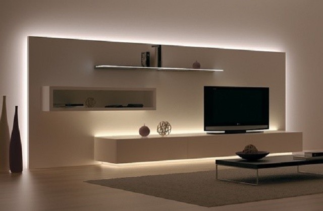 LED strip ambient  indirect light around furniture